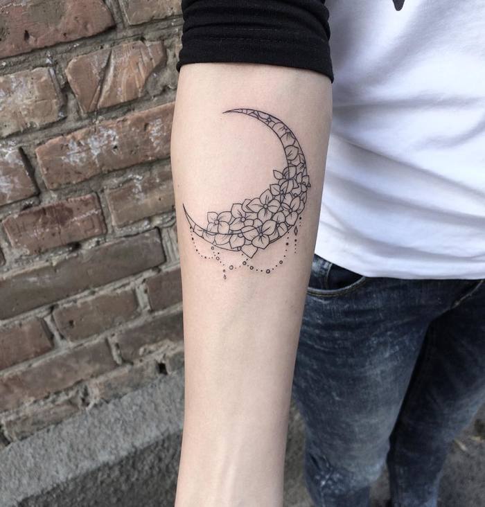 Crescent Moon Tattoo by Mary Tereshchenko