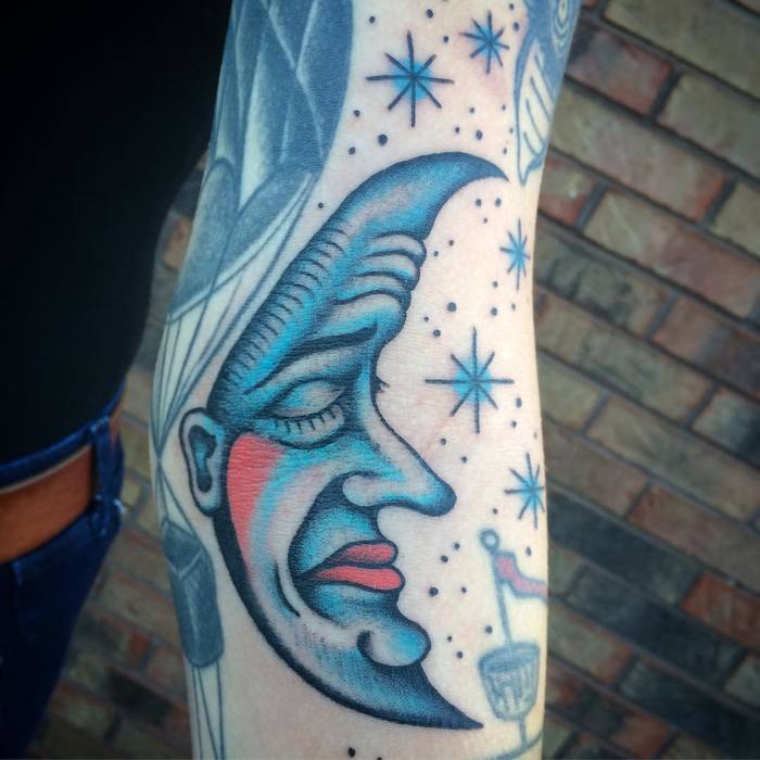Blue Ink Moon Tattoo by Ben Barnhart