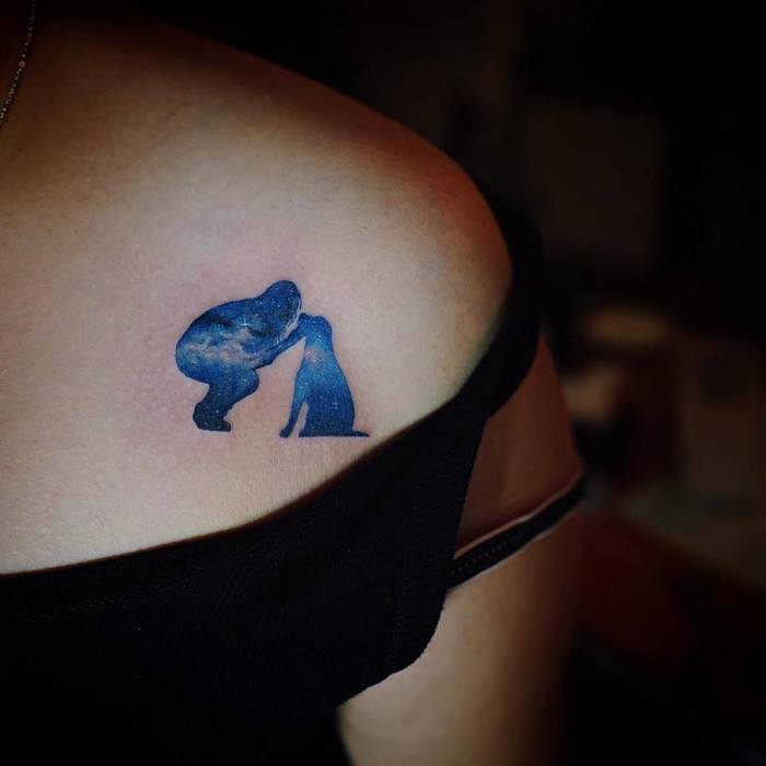 Beautiful Blue Ink Tattoo by Sol Tattoo