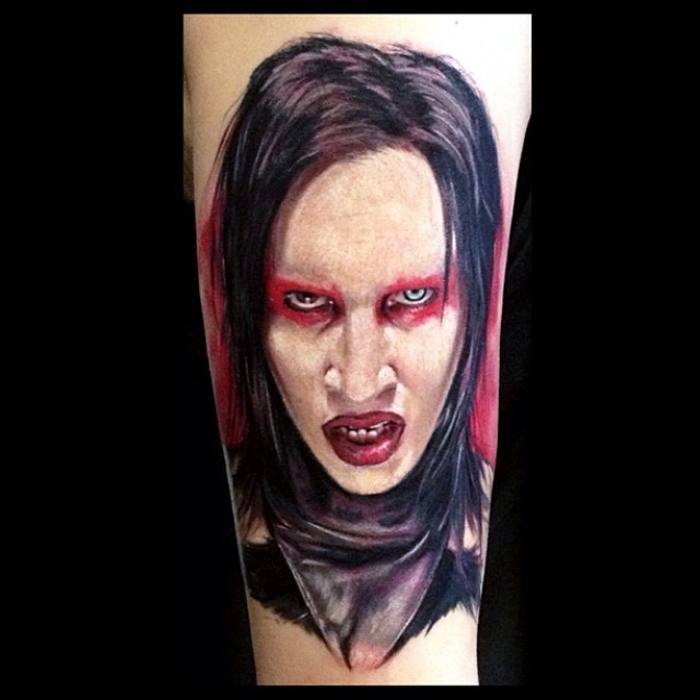 Marilyn Manson tattoo by Vlad Tokmenin