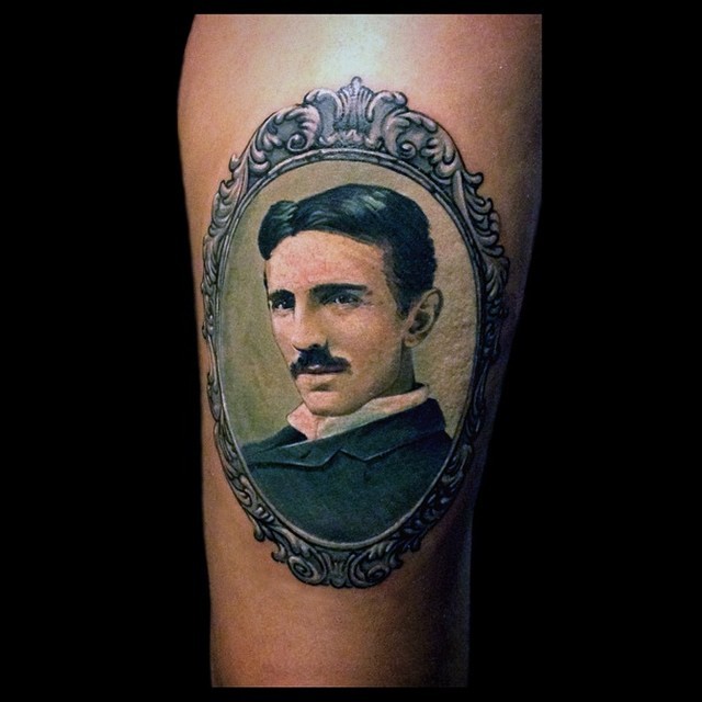 Nikola Tesla tattoo by Vlad Tokmenin