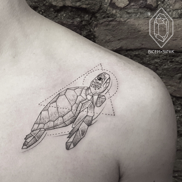 Geometric Turtle Tattoo by Bicem Sinik