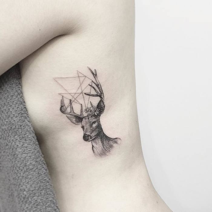  Beautiful Deer Tattoo by tattooist_flower