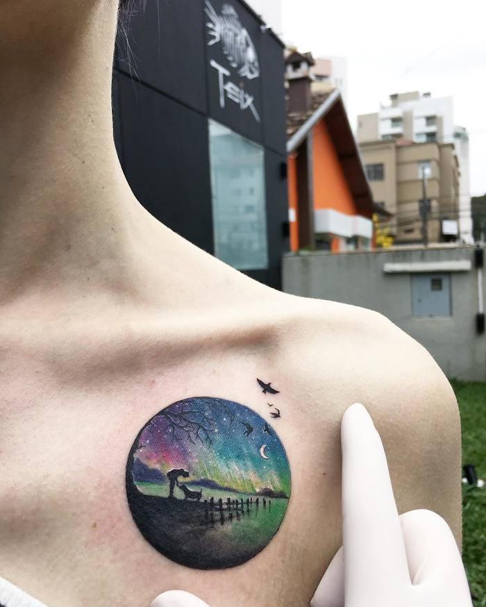 Colorful Tiny Circle Tattoo By Eva Krbdk
