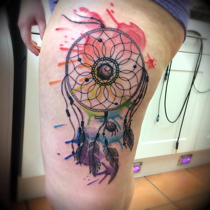 Watercolor Dreamcatcher Tattoo by Nicko Tattoo'ist