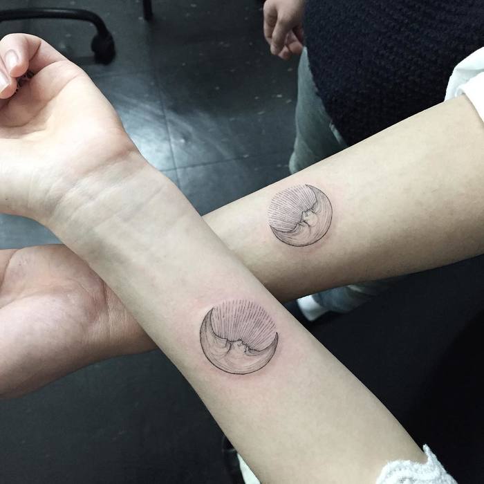 Matching Crescent Moon Tattoos by ilwolhongdam