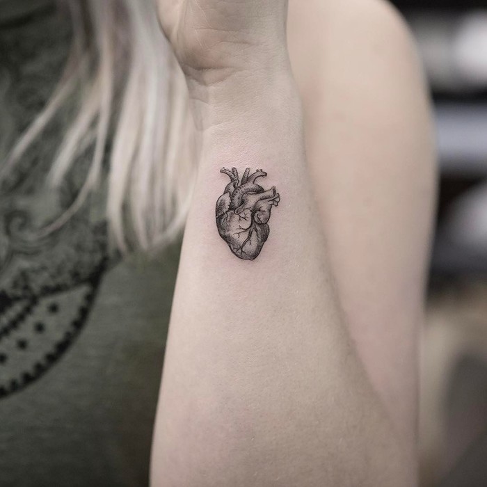 Tiny Anatomical Heart Tattoo by maxim.nyc