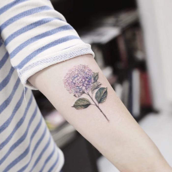Light Purple Hydrangea Tattoo by tattooist_flower