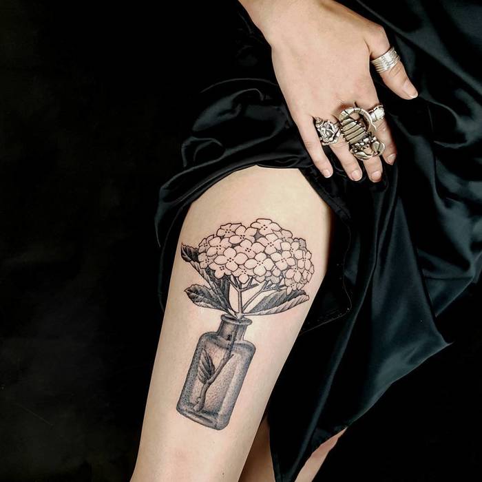 Hydrangea Tattoo by Paul Stillen