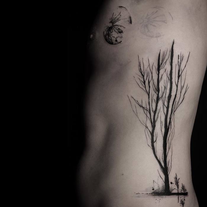 Gorgeous Black Ink Tree Tattoo by NADi