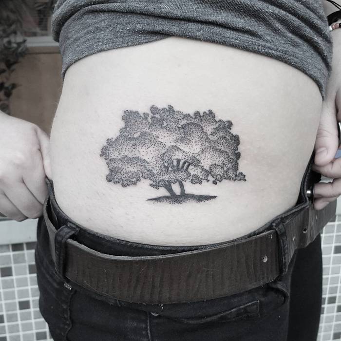 Beautiful Dot Work Tree Tattoo by casper macabre