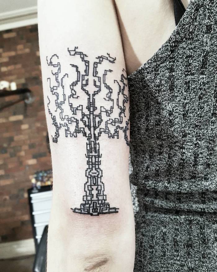 Pixel Tree Tattoo by Aleks Mothra