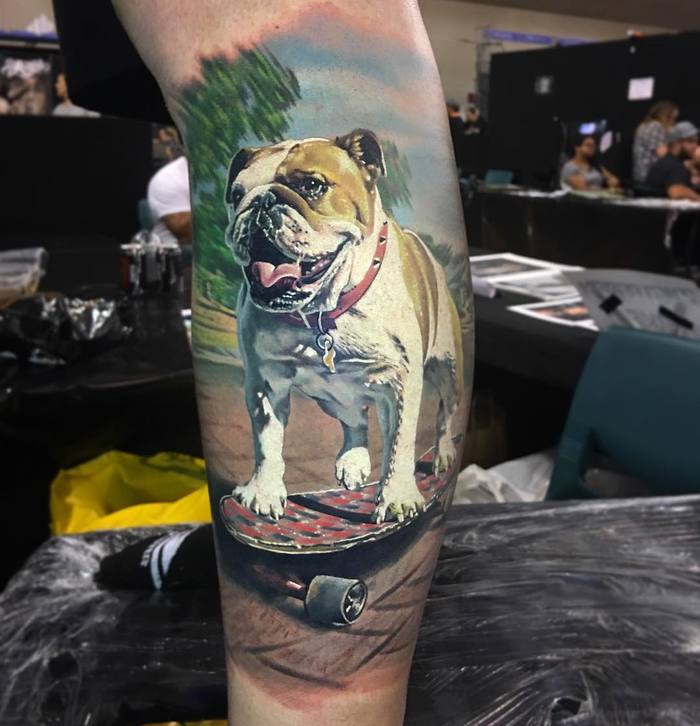 Realistic Bulldog Tattoo by Ben Kaye