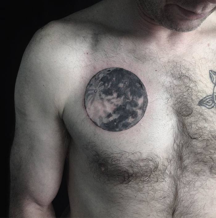 Black and Grey Full Moon Tattoo by emilierobinsontattoo