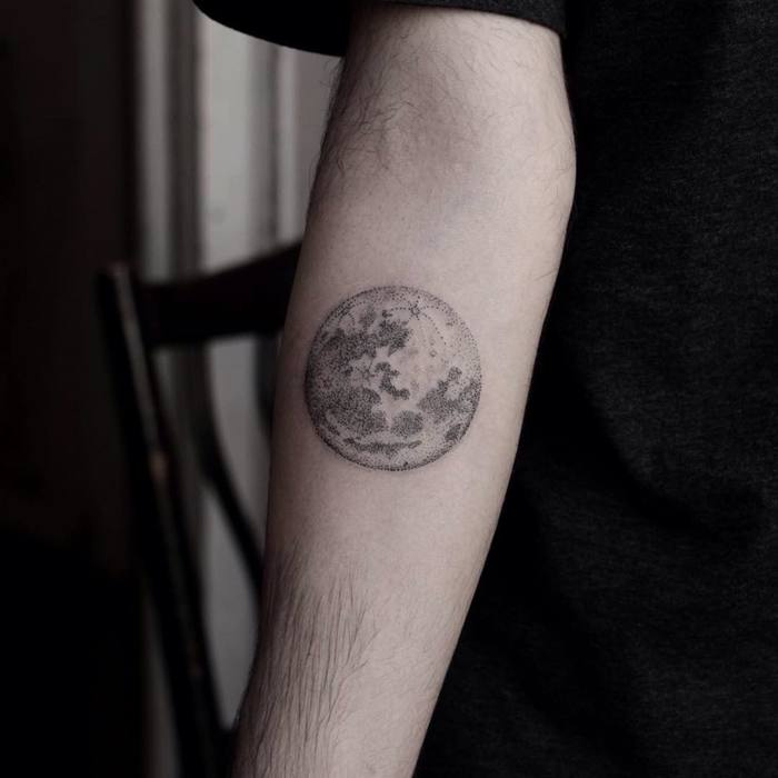Dotwork Moon Tattoo by