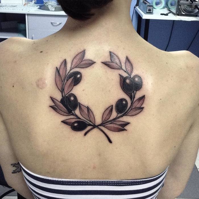 Traditional Olive Branches on Back by shrmtvttt