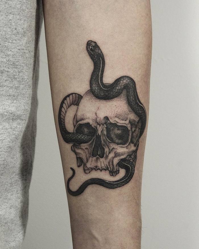 Skull Tattoo and Snake by yejitattoo 