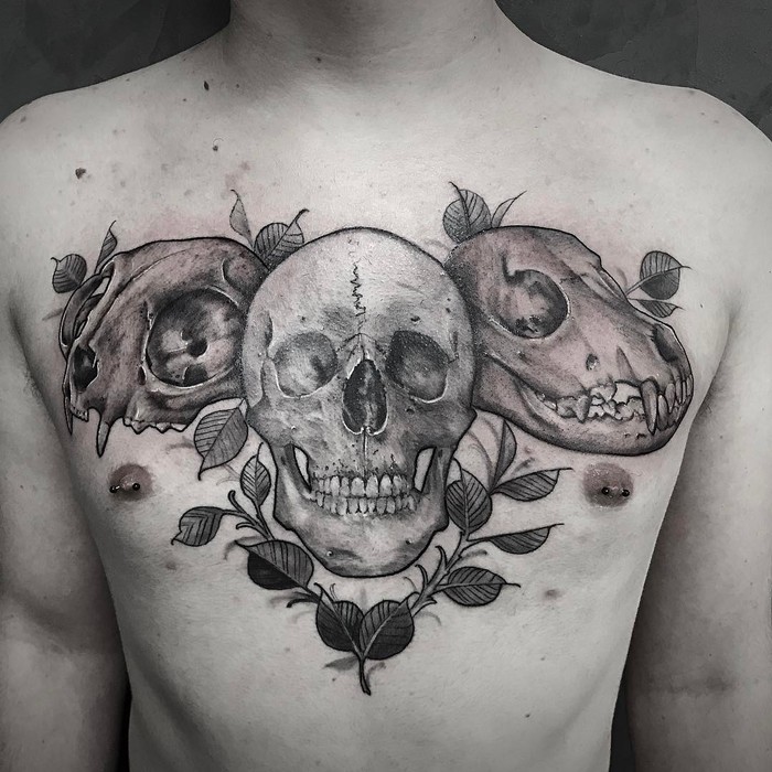 Massive Skull Tattoo by Melina Casteletto 