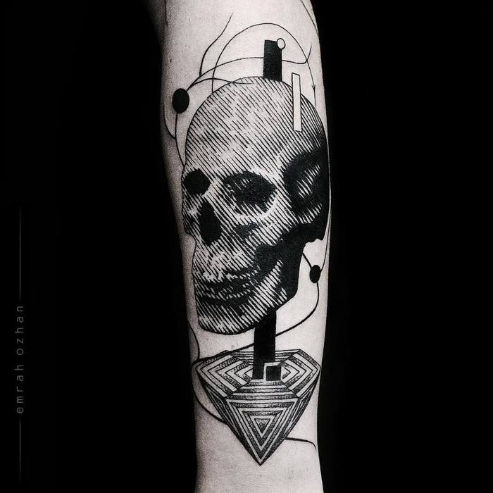 Linework Skull Tattoo by Emrah Ozhan