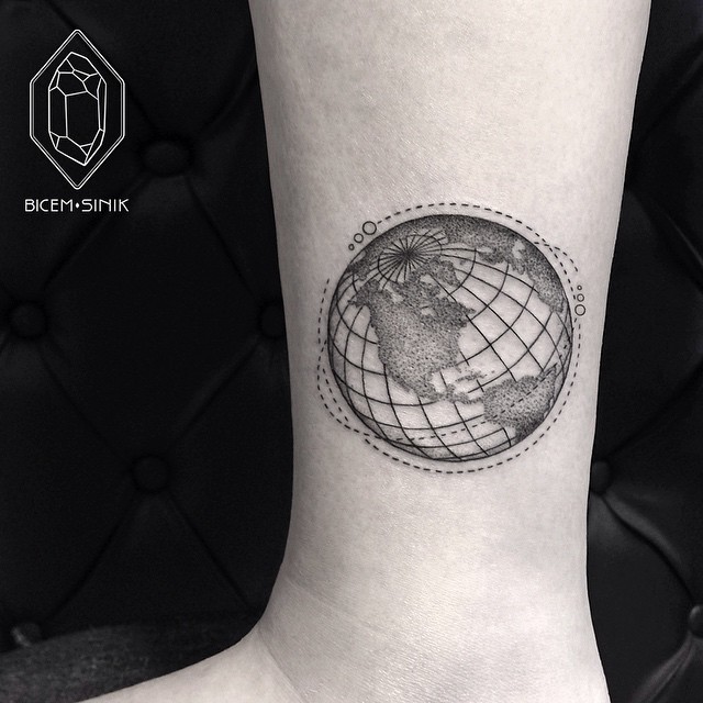 Dotwork Earth Tattoo by bicemsinik