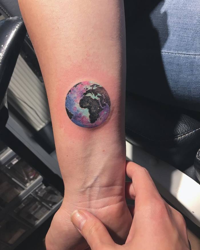 Colored Earth Tattoo by evakrbdk
