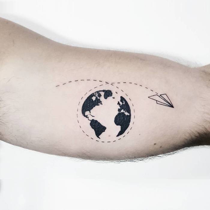Black Ink Earth Tattoo by soyfelizstudio