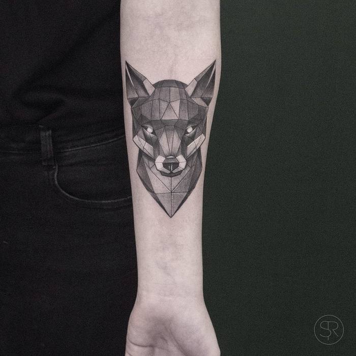 Geometric Fox Head Tattoo by svenrayen