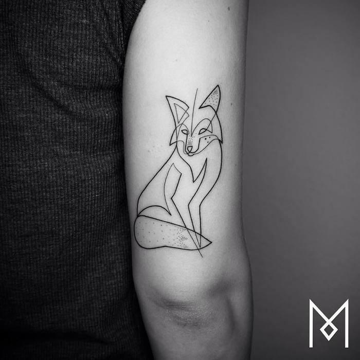 Single Line Fox Tattoo by Mo Ganji