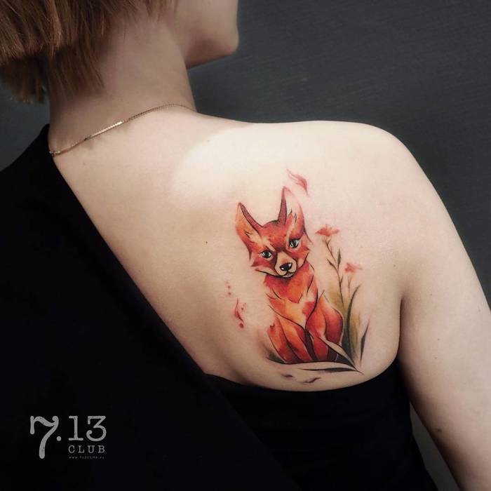 Adorable Fox Tattoo by coosomno