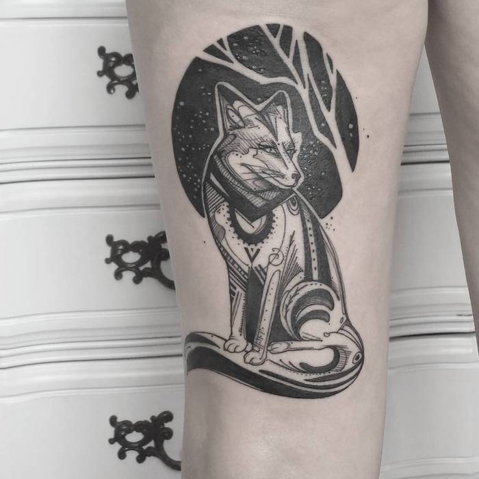 Blackwork Fox Tattoo by 