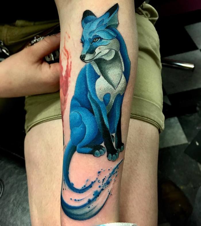 Blue Fox Tattoo by markureart