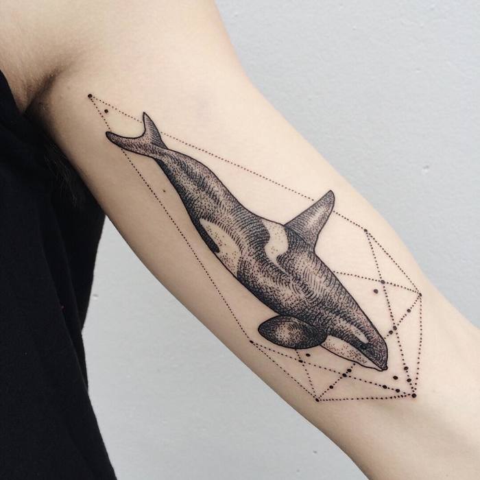 Orca Whale on Inner Bicep by freeorgy