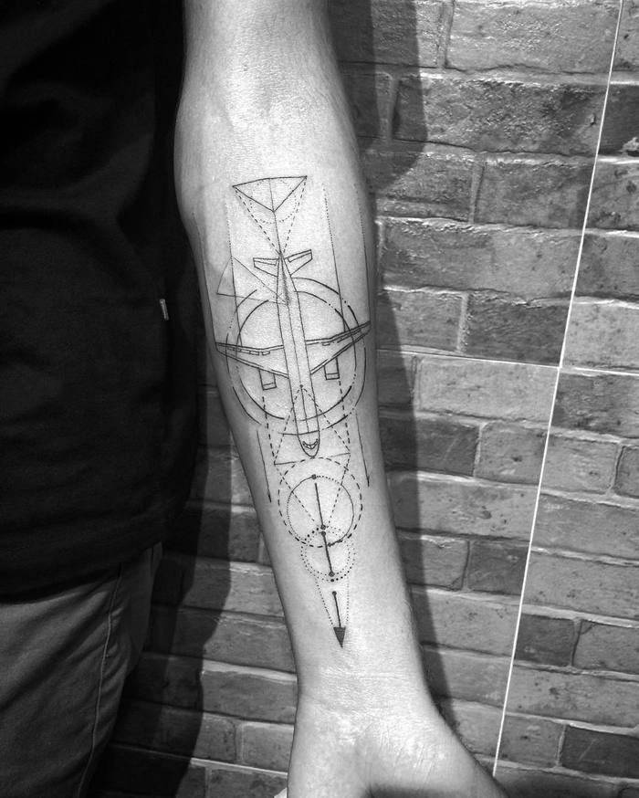 Airplane Tattoo by rui_tattooer