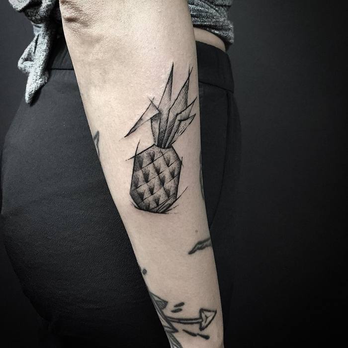 Sketch Style Pineapple Tattoo by burakmoreno