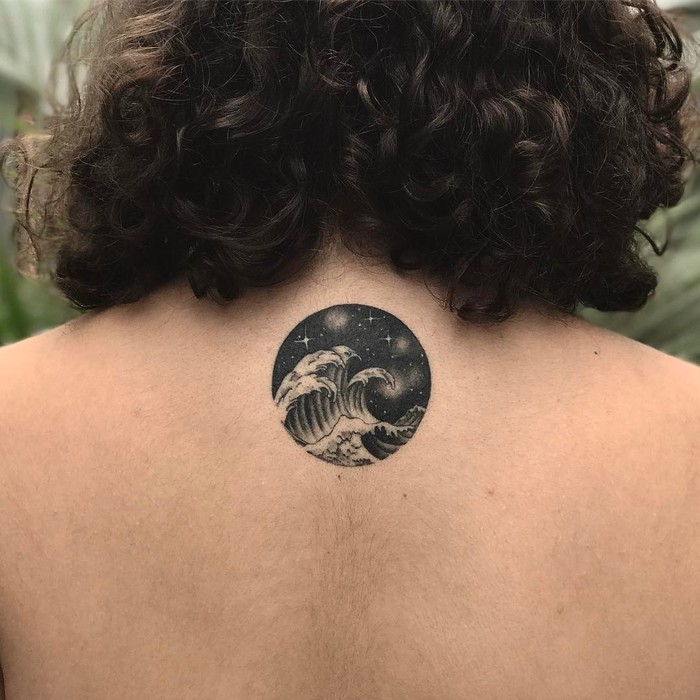 Waves and Starry Night Tattoo by samanthatattoo