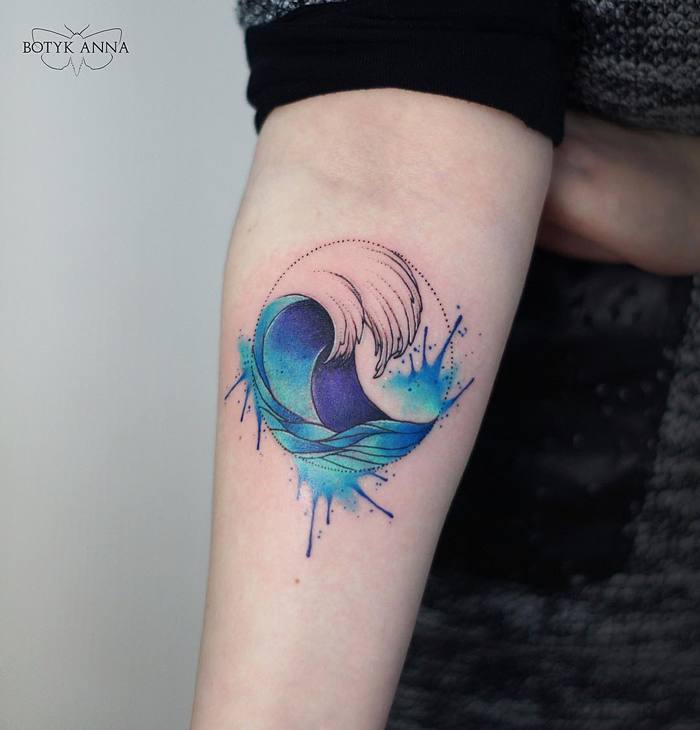 Watercolor Wave Tattoo by botykanna