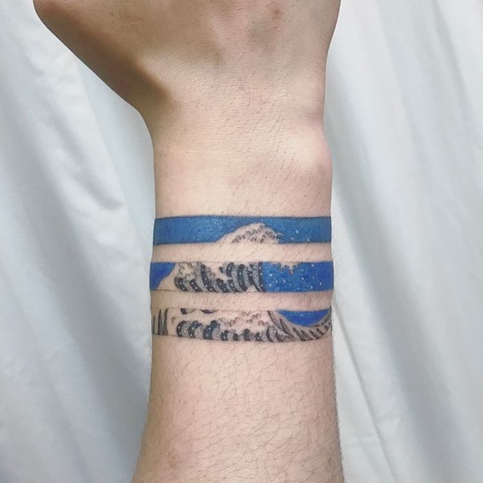 Wave Bracelet Tattoo by panta_choi