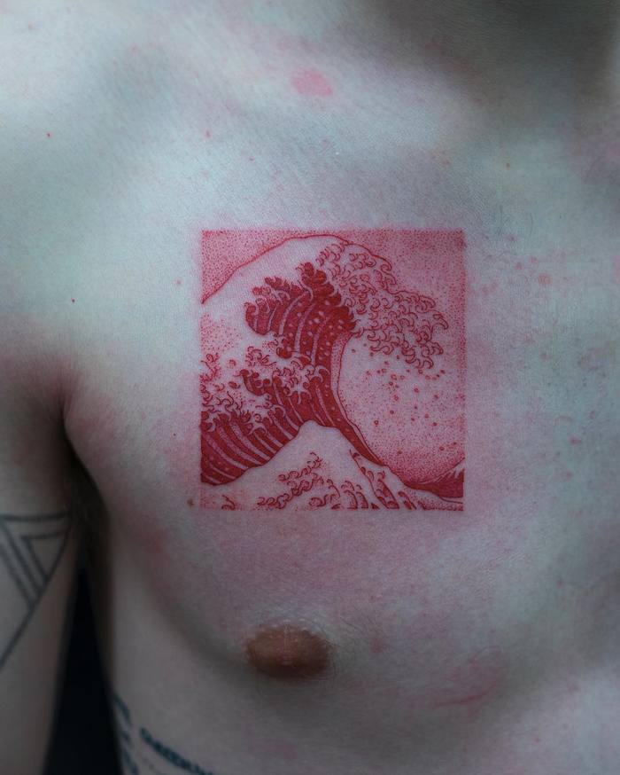 Red Wave Tattoo by oozy_tattoo