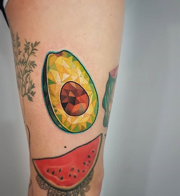 Low Poly Avocado Tattoo by nastiazlotin