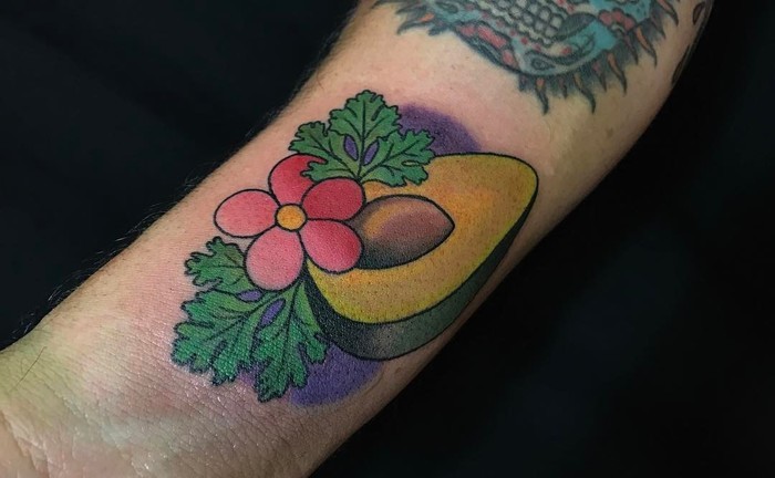 Traditional Avocado Tattoo by hamburgerdill