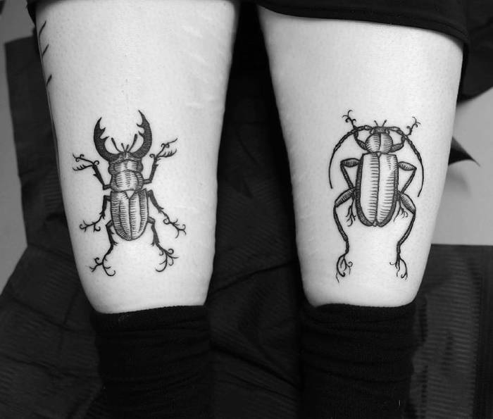 Blackwork Beetle Tattoos by isamyling