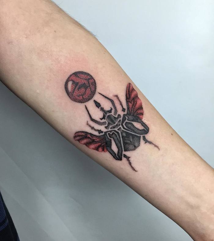 Dotwork Beetle Tattoo by sulutattoo