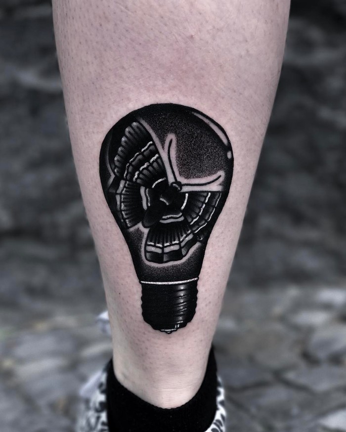 Black Ink Bulb Tattoo by homemaderulez