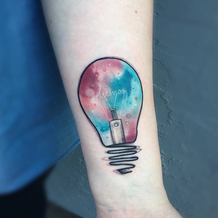 Watercolor Bulb Tattoo by blvckwvlf
