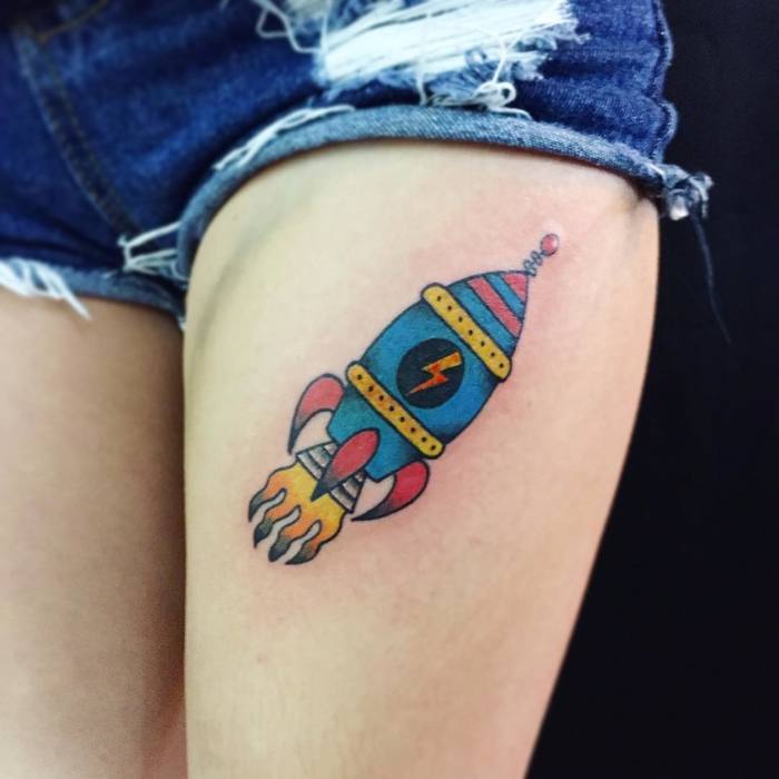 Neo-Traditional Rocket Tattoo by kenneth.tattooer