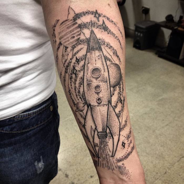 Dotwork Rocket Tattoo by danielrozo_tattoo