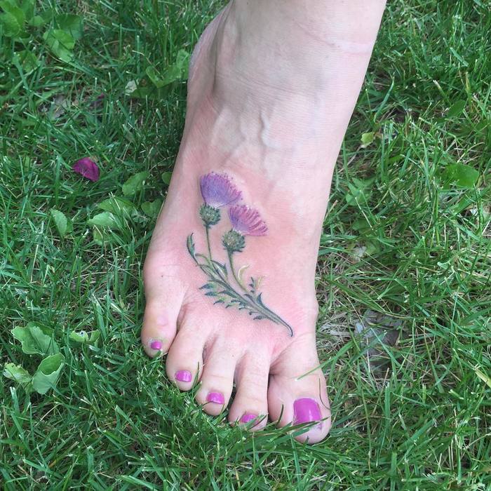 Lovely Thistle Tattoo by locusttattooslc
