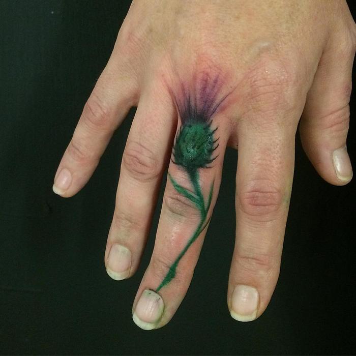 Small Thistle Tattoo by dbishoptattoo