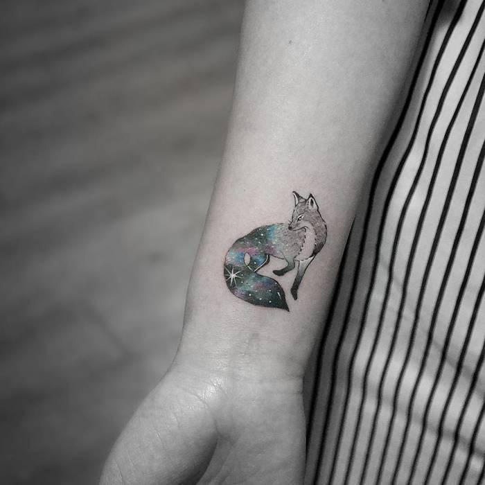 Galactic Fox Tattoo on Wrist by tattoowithme