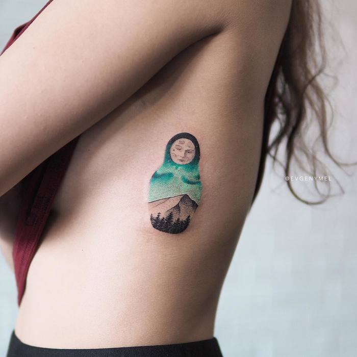 Russian Nesting Doll Tattoo on Side by evgenymel
